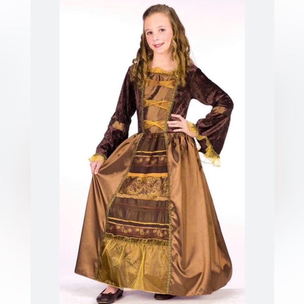 Girls Brown and Gold Renaissance Princess Costume